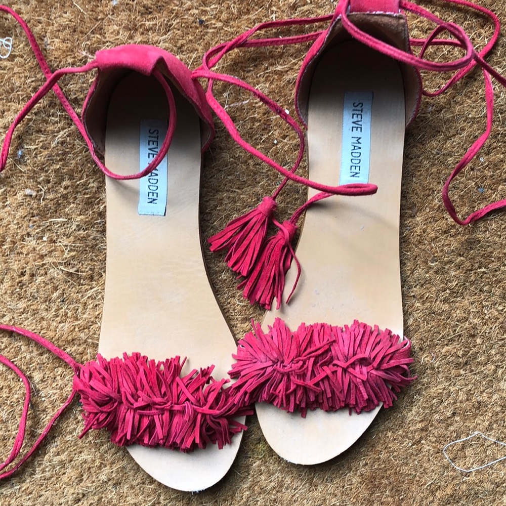 Steve Madden Red Lace Up Sandals